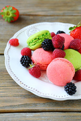 Berry macaroon on a plate