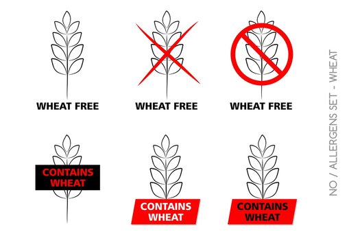 Wheat Free Signs isolated on white background