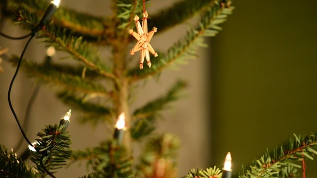 Christmas tree with straw stars