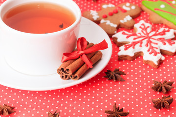 tea and christmas cookies