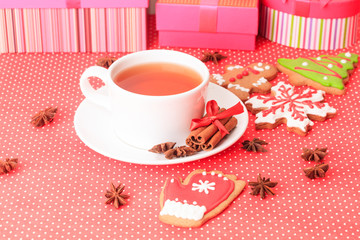 tea and christmas cookies