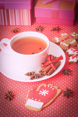 tea and christmas cookies