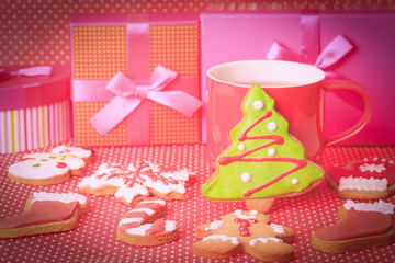 cup of tea and christmas cookies
