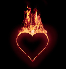 Silhouette Heart on fire