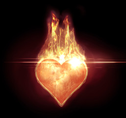 Heart on fire with a flare
