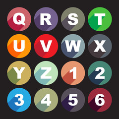 Simply alphabet letters, rounded buttons in flat design