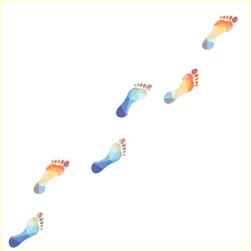 Multicolored polygonal footprints, illustration