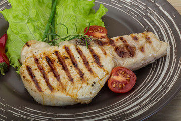 Grilled pork steak