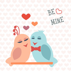 Card for Valentine's Day. Birds. Heart. Be mine. Vector