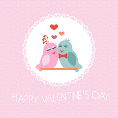 Card for Valentine's Day. Birds. Heart. vector