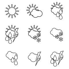 Weather icons. Linear design. Isolated. vector