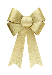 Shiny beautiful golden silver ribbon bow