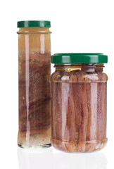 Jars of anchovy fillets