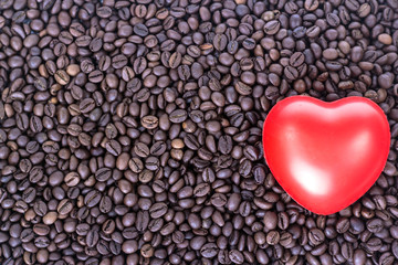 red heart on the background of coffee