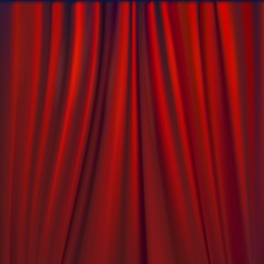 Vector illustration of red velvet curtain.