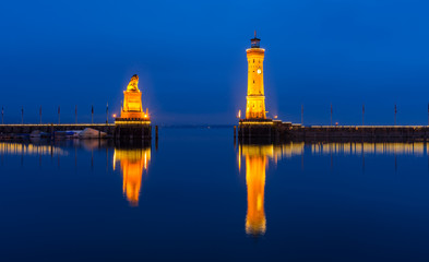 Lindau Lighthouse at night