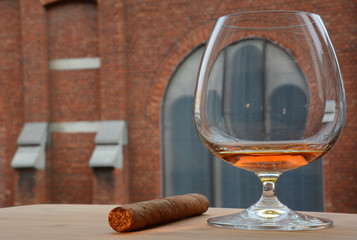 Glass and cigar