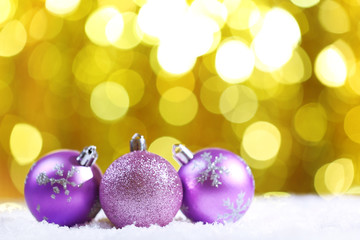 Christmas balls on bright background