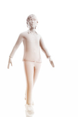 Man walking.  White background