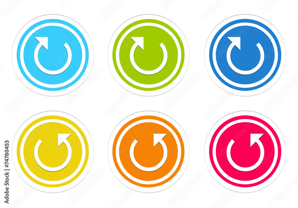 Poster set of rounded colorful icons with arrow symbol