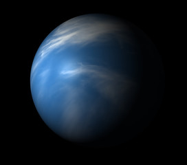 Earth-like planet beyond our solar system. Isolated on black.