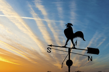 Weather vane is instrument showing direction of wind - obrazy, fototapety, plakaty