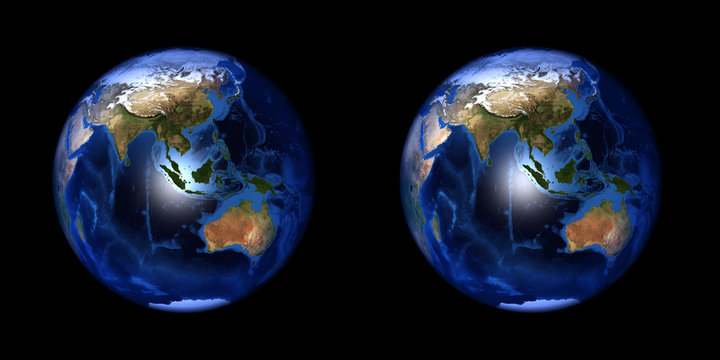 Earth stereo pair. To make 3D images in any format.