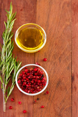 red pepper with oil and herbs