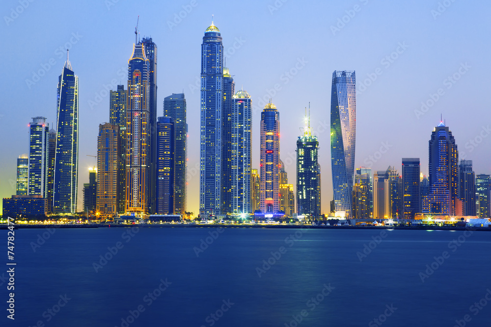 Sticker view of Dubai at sunrise