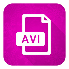 avi file violet flat icon, christmas button