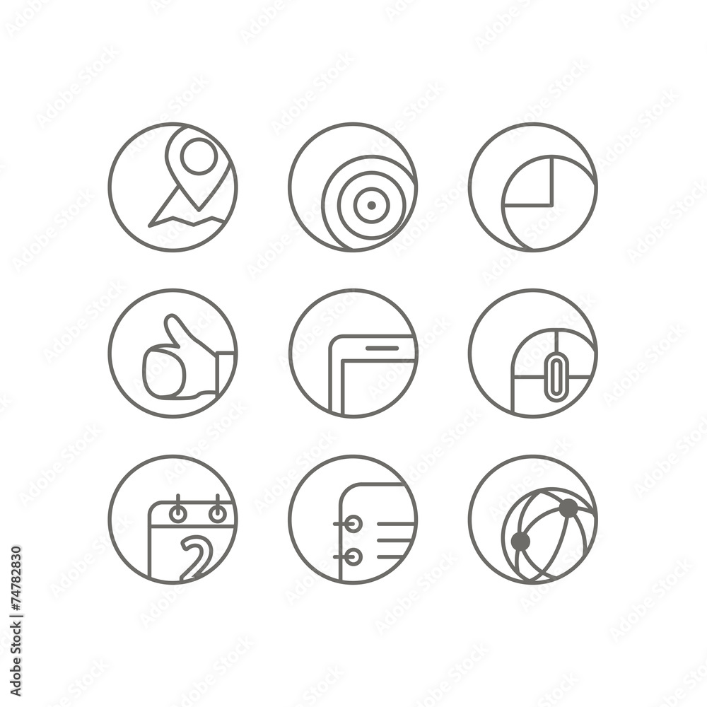 Poster Different web browser icons set with rounded corners. Design ele