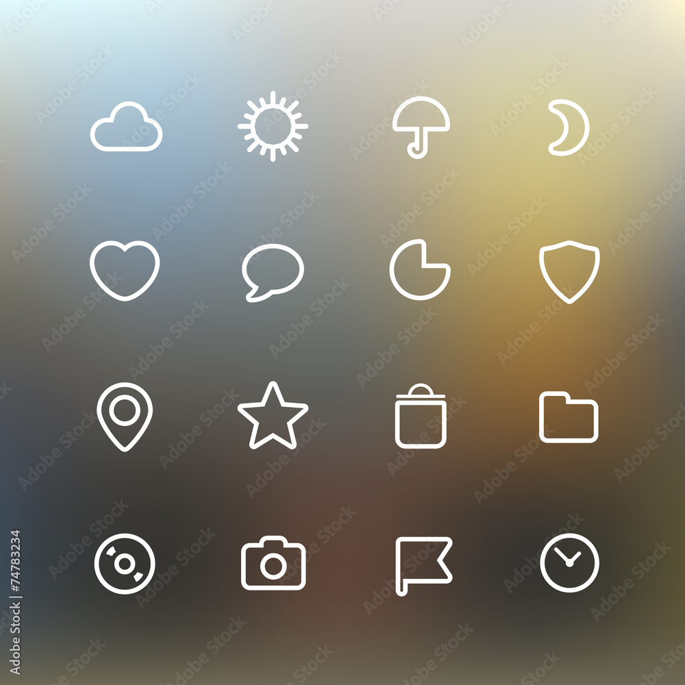 Poster white web interface icons clip-art on color background