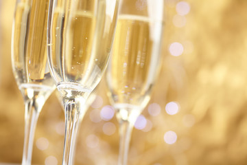 Champagne on gold background