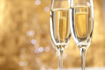 Champagne on gold background