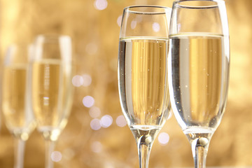 Champagne on gold background