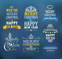 Fototapeta premium Merry Christmas and a happy New Year wishes. Design elements