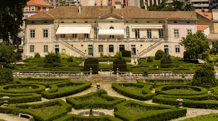 Obraz premium classical building with a wonderful trimmed bush 