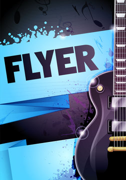 vector rock festival flyer design template with guitar