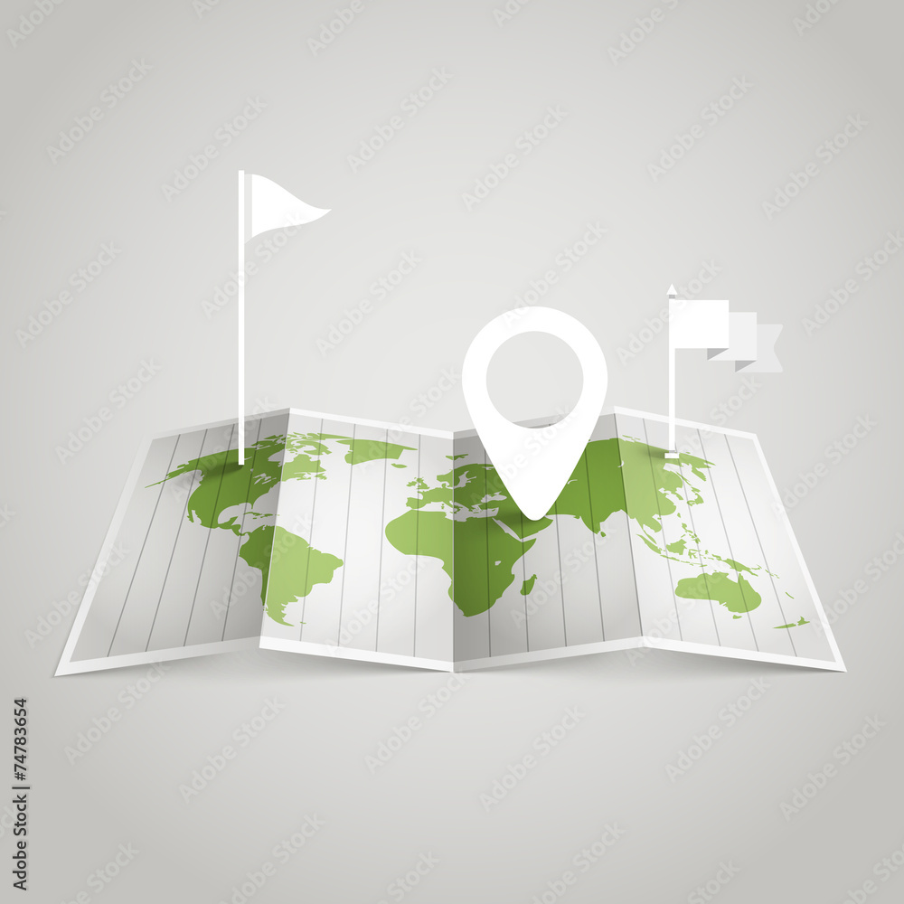 Fototapete world map with different marks. design elements