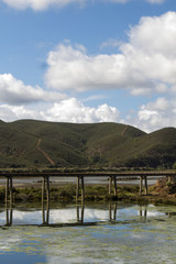 View of a water transportation pipe bridge 