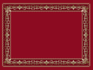 Red background with gold ornament.