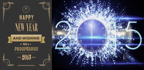 Composite image of art deco new year greeting