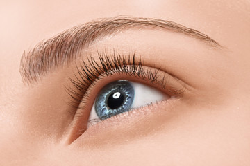 Obraz premium Close up blue eye with makeup