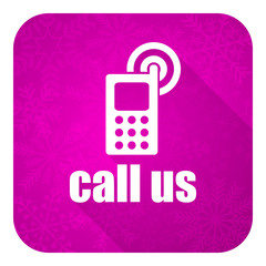 call us violet flat icon, christmas button, phone sign