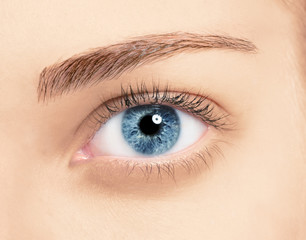 Close up blue eye with makeup