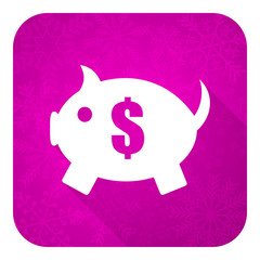 Obraz premium piggy bank violet flat icon, christmas button
