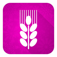 grain violet flat icon, christmas button, agriculture sign