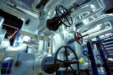 Industrial zone, Steel pipelines, valves and cables