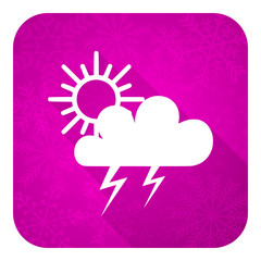 storm violet flat icon, christmas button, waether forecast sign