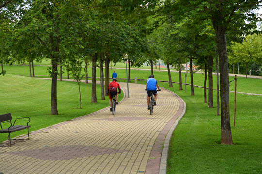 paseo en bicicleta por un parque de logro&ntilde;o